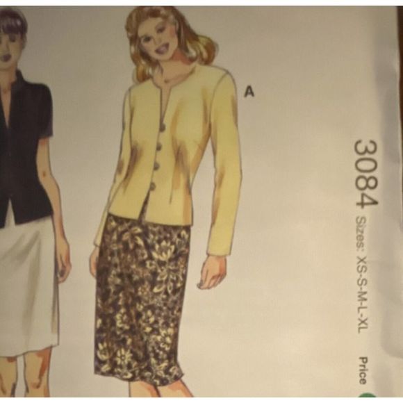 NEW UNCUT KwikSew Pattern #3084 Misses Fitted Top & Skirt Size (XS-S-M-L-XL) - Picture 4 of 7